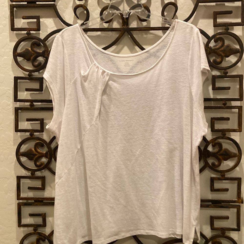 Lane Bryant linen blend white blouse size 26/28